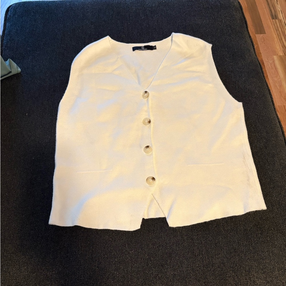 Women's Cream Button-Up Sweater Vest